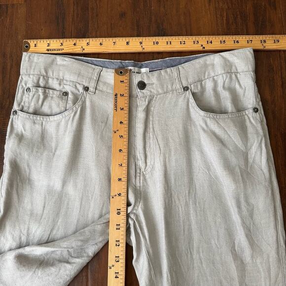 PETER MILLAR Chino Pants Beige Linen Straight Leg Work Trouser Y2K - Picture 11 of 13